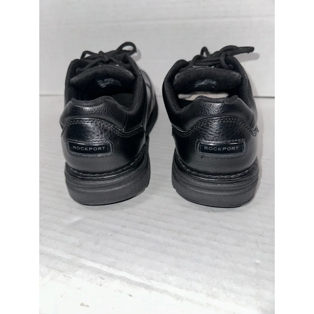 Rockport Mens 8.5 XW Black Leather‎ Walking Shoes Lace Up Padded Collar RP7210